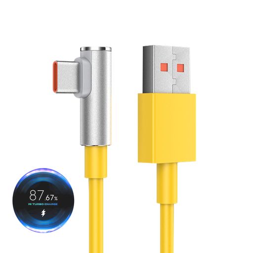 Cable Xiaomi Original Tipo C 90 Grados Amarillo - Super Carga