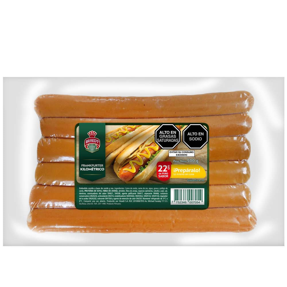 Frankfurter Kilométrico BRAEDT Paquete 500g