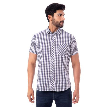 Camisa Larsen C-Mc Cuadros Hombre Pionier Azul/Blanco S