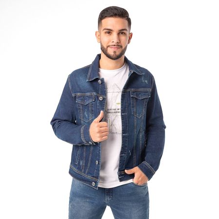 Casaca Khenat Denim Stretch Hombre Pionier Stone Beige Torn Xl