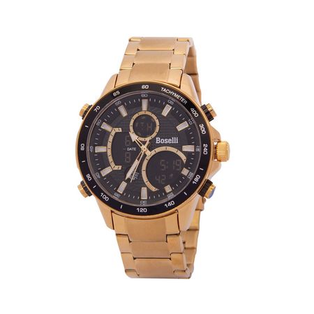 Reloj Boselli B520 Acuático Doble hora Color Oro