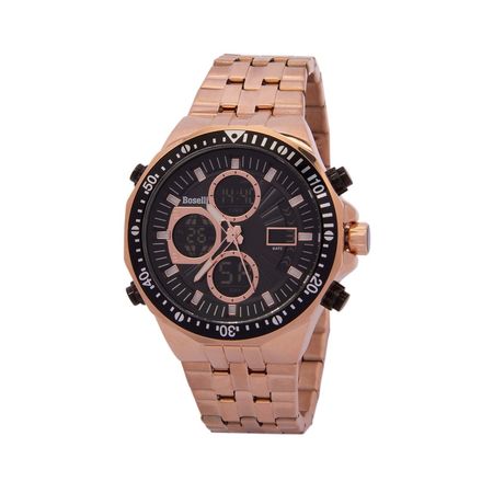 Reloj Boselli B521 Acuático Doble hora Color Oro rosa