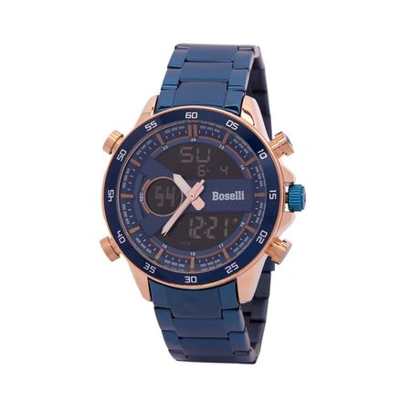 Reloj Boselli B522 Acuático Doble hora Color Azul