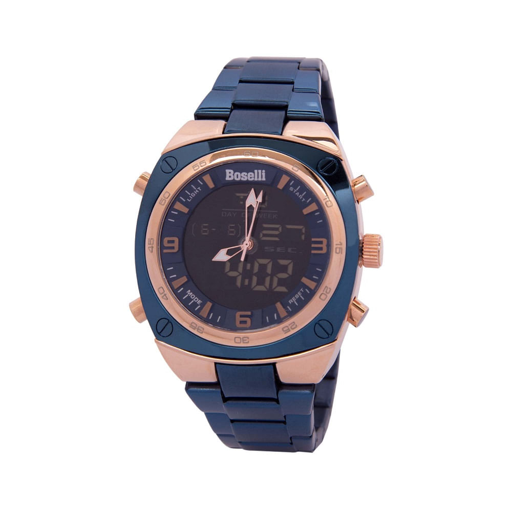Reloj Boselli B525 Acuático Doble hora Color Azul