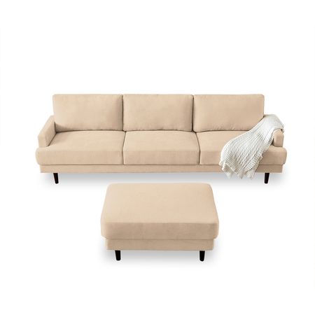 Sofa 3 cuerpos + banqueta multifuncional Matty Crema