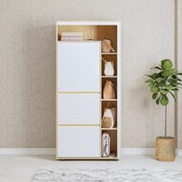 Zapatera Moderna Multiusos con Estantes Para Guardar Carteras Noemí Duna/Blanco R&R Muebles