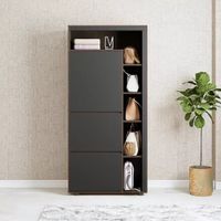 Zapatera Moderna Multiusos con Estantes para Guardar Carteras Noemí Wengue/Negro R&R Muebles