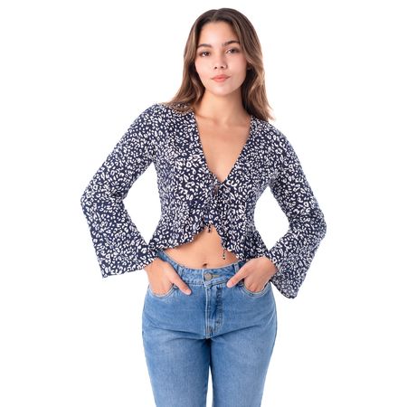 Blusa Chysti Popelina Mujer Squeeze Navy M