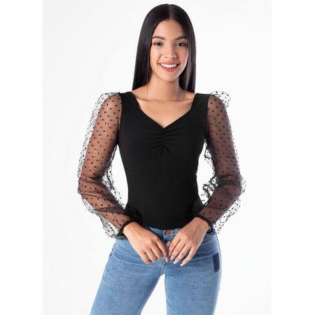 Blusa Kolenka Popelina Mujer Goccos Negro L