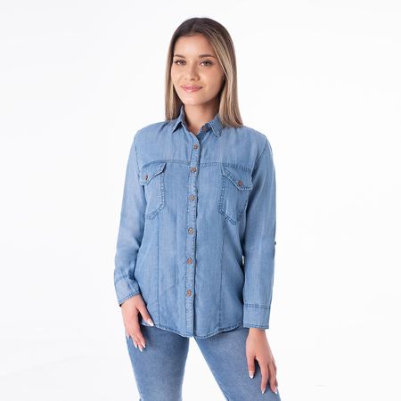 Blusa Oris Denim Mujer Pionier Bleach L