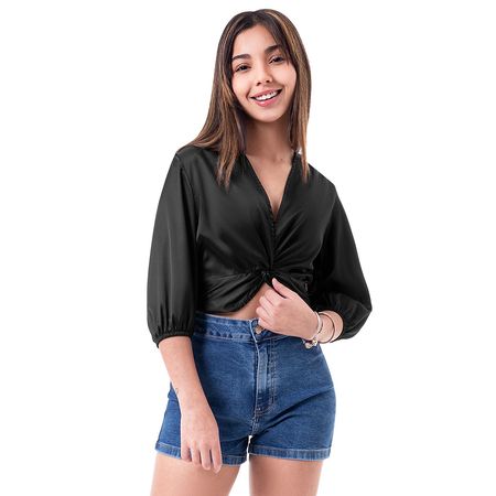 Blusa Shirlic Popelina Mujer Squeeze Negro S