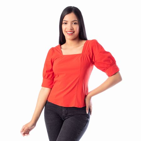 Blusa Sirely Popelina Mujer Pionier Rojo S