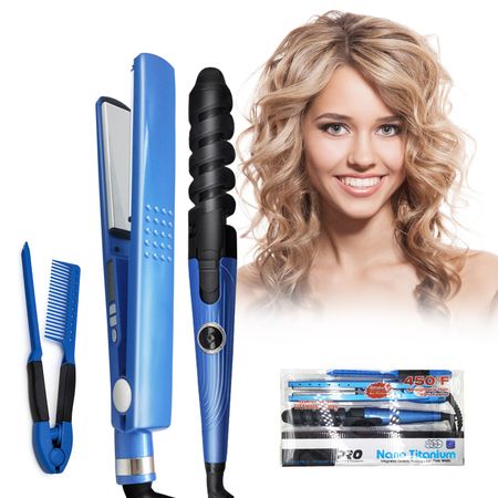 KIT combo Plancha Cabello Alisador Digital Peine Cabello