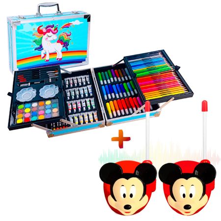 Set de Arte de Aluminio 145 Piezas CL Y Walkie Talkies Mickey Mouse