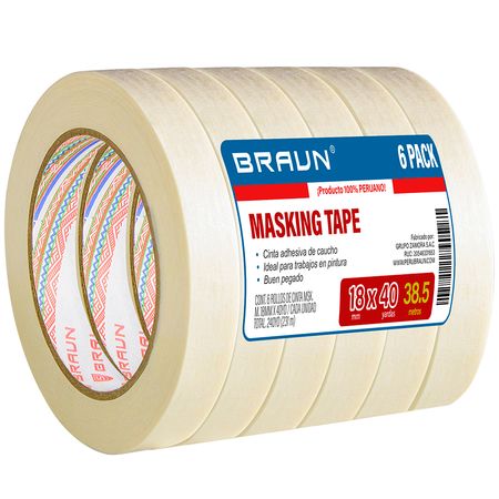 Pack x 6 Masking Tape Braun 18mm x40YD