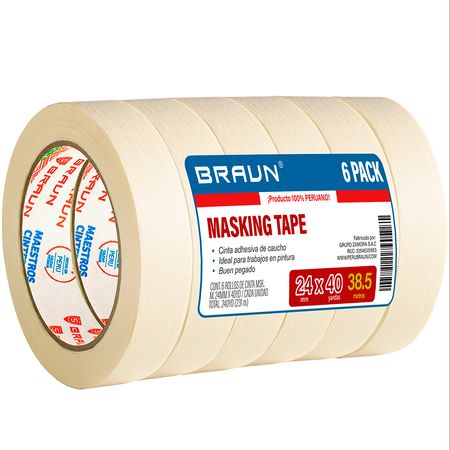 Pack x 6 Masking Tape Braun 24mm x40YD