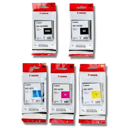 Kit Tinta Canon PFI-107 Cyan Magenta Amarillo Negro Negro Mate