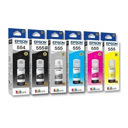 Kit Tinta Epson 555 Cyan Magenta Amarillo Negro Foto Gris