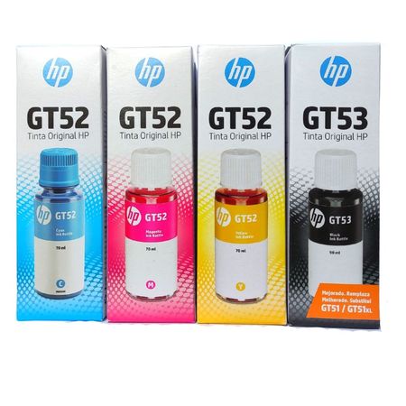 Kit Tinta HP GT52 y GT53 Cyan Magenta Amarillo Negro