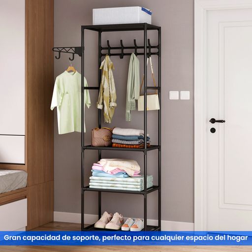 Ropero Armario Closet Perchero Organizador Ropa 1 Cuerpos Negro