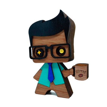 Adorno de Madera en Capas QiruBots - Modelo Mr. Monday