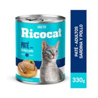 Comida Húmeda para Gatos Ricocat Paté Adultos Lata Sardina y Pollo 330 gr