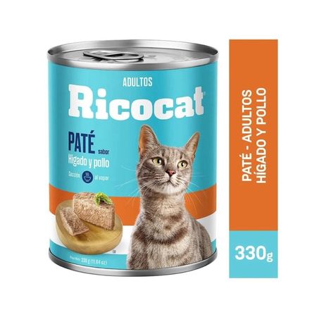 Comida Húmeda para Gatos Ricocat Paté Lata Adultos Hígado y Pollo 330 gr