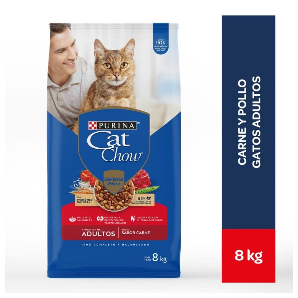 Comida para Gato Cat Chow Adulto Sabor Carne y Pollo 8 Kg