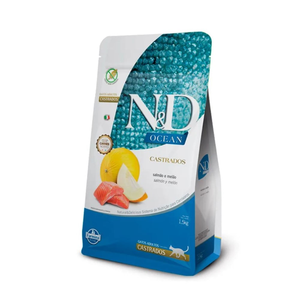 Comida para Gatos NyD Ocean Feline Gatos Adultos Castrados Salmón y Melón 7.5 Kg