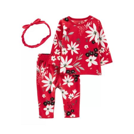 Conjunto Carter's Polo y Pantalón Rojo Diseño Floral 100% Poliester Manga Larga para Bebé Conjunto Carter's Polo y Pantal?n Rojo Dise?o Floral 100% Poliester Manga Larga para Bebé de 18-24m