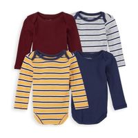 Pack 4 Bodys The Childrens Place a Rayas 100% Algodón Manga Larga para Bebé Niño