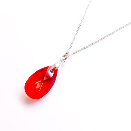 Collar de Plata Sifrah Shop con Dije Cristal Diseño Gota Roja