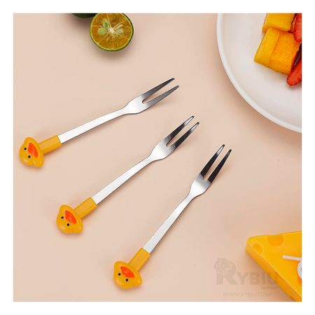 Set de Mini Tenedores Amarillo con Diseño Pato