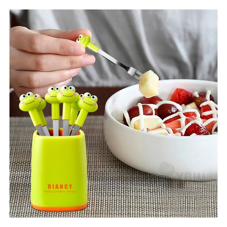 Conjunto de Mini Tenedores para Frutas Verde Limon