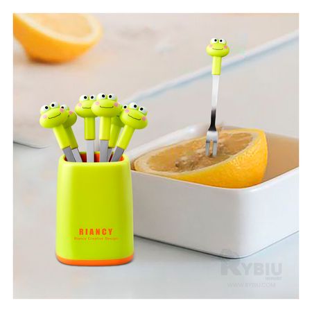 Mini Tenedores Verde Limon Kawai para Niños