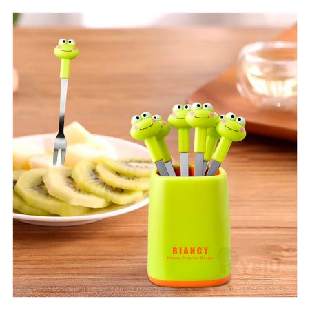 Set de Mini Tenedores Verde Limon con Diseño de Sapo