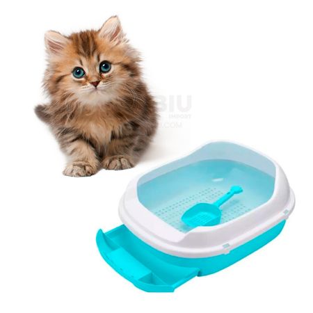 Caja Bandeja de Arena para Gatos Celeste