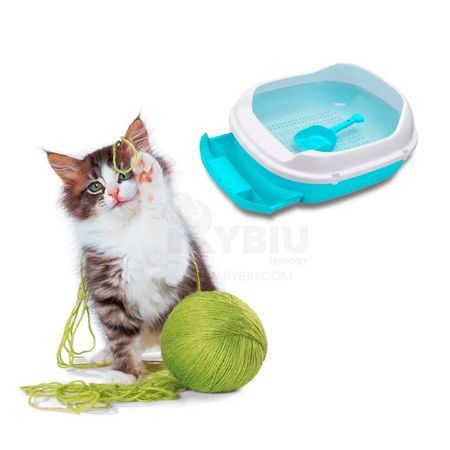 Caja de Baño Pet Celeste para Gatos Hogareños