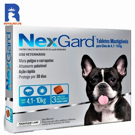 Antipulgas para Perrros Nexgard 4.1 a 10 kg x3 Tabletas