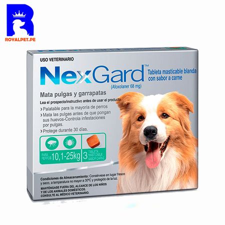 Antipulgas para Perro Nexgard 10.1 a 25 kg x3 Tabletas