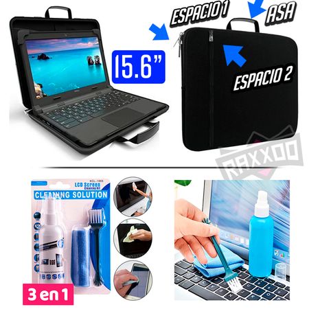 Combo Funda para Laptop 15,6 Maletin +  Kit Limpieza 3 en 1 Combo Funda para Laptop 15,6 Maletin + Kit Limpieza 3 en 1