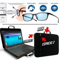 KIT Funda Maletin Laptop hasta 16 + Lentes p/ Computadora con filtro