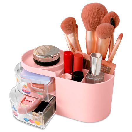 Caja Organizador de Maquillaje Cosméticos Joyas Brochas U05 Rosado