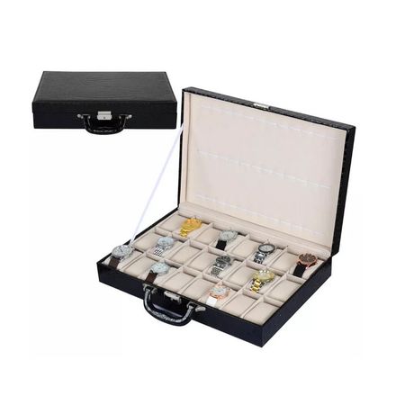 Maletin exhibidor para 24 relojes y joyas con llave SK-W27 Negro