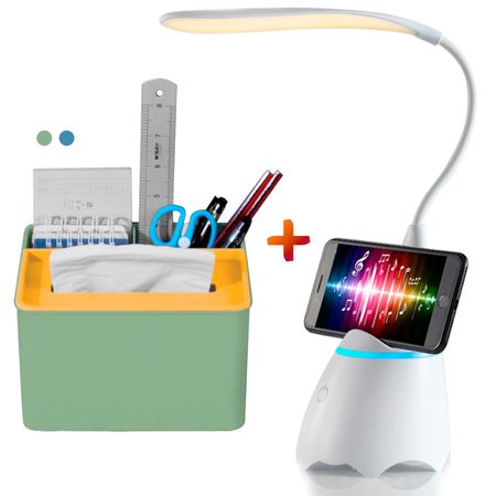 Lámpara LED con Bluetooth Y52 Y Caja Organizador Escritorio R30 VD o CL