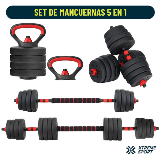 Set Sport Fitness Pesa 30KG + Mancuernas FT-4177 Negro