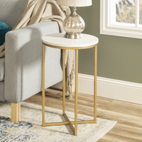 Mesa Auxiliar Rolland Ventitas Home Blanco y Dorado