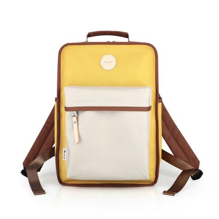 Mochila escolar o de viaje porta Laptop Himawari H0827-3 Amarillo y Gris