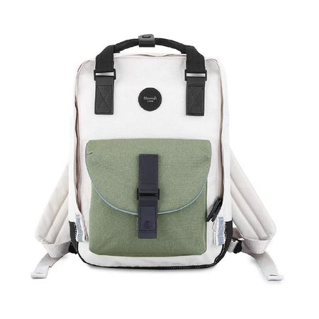 Mochila escolar o de viaje porta Laptop Himawari H201-1 Blanco y Verde oscuro