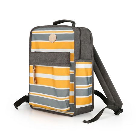 Mochila escolar o de viaje porta Laptop Himawari H0827-5 Gris, Amarillo y Negro